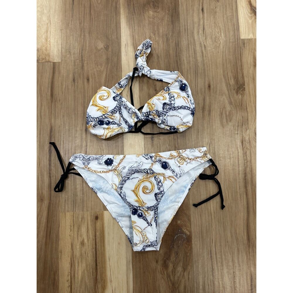 NWT Bikini White Rope Triangle Top Size Large